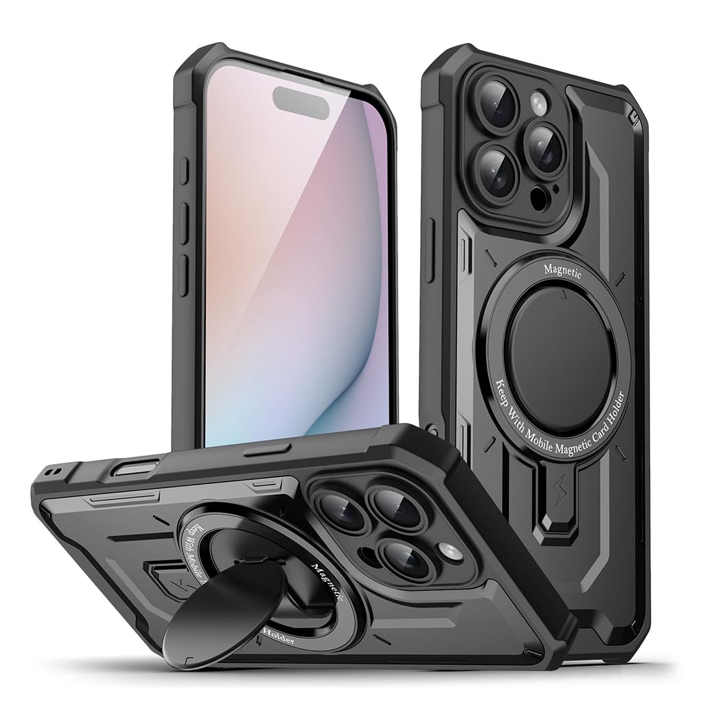 ZORBES for iPhone 15 Pro Max Case, TPU Phone Case for iPhone 15 Pro Max Compatible with MagSafe Wireless Charging Strong Magnetic Ring Patch, 360° Rotatable Folding Phone Stand with Phone Ring Grip ZORBES for iPhone 15 Pro Max Case, TPU Phone Case for iPhone 15 Pro Max Compatible with MagSafe Wireless Charging Strong Magnetic Ring Patch, 360° Rotatable Folding Phone Stand with Phone Ring Grip
